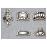 5pc sterling rings, all size over 7