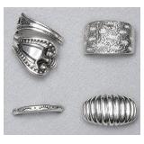 4pc sterling rings, all size 7 or less