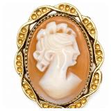 12kt yellow gold cameo pin