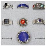 7pc sterling rings with stones, all size 7 or less