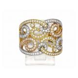 faceted stones 14kt yellow/white/rose gold ring