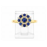 Blue 14kt yellow gold ring, size 7