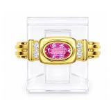 Pink 14kt yellow gold ring, size 7