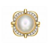 Pearl 14kt yellow gold ring, size 7