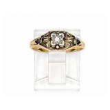 Diamond 18kt yellow gold ring, size 5.5