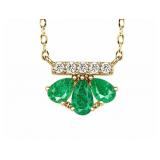 Emerald 10kt yellow gold 17" necklace