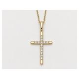 Diamond 14kt rose gold cross pendant