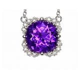 Amethyst 14kt white gold 18" necklace