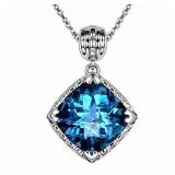 Blue Topaz 10kt white gold pendant