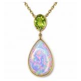 Peridot & Opal 14kt yellow gold 17" necklace