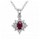 Ruby 14kt white gold pendant