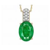 Emerald & Diamond 10kt yellow gold pendant