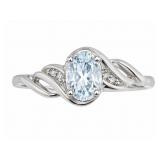 Aquamarine 10kt white gold ring, size 7