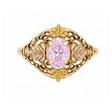 Pink 10kt yellow gold ring, size 4.5