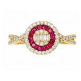 Ruby & +/-1/3ct Diamond 10kt yellow gold ring