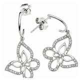 10kt white gold butterfly dangle earrings