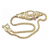 14kt yellow gold "I Love You" 7.25" bracelet