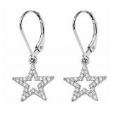 10kt white gold star dangle earrings
