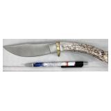 fixed blade knife, horn handle, Buffalo nickel