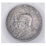 1901 German 2 Mark, William II, 90% silver, 11.1g
