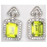 Peridot & Diamond 18kt white gold earrings