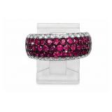 Ruby & Diamond 18kt white gold ring, size 7