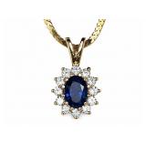 Sapphire & Diamond 14kt yellow gold pendant