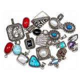 87g sterling pendants & charms