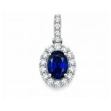 Sapphire & Diamond 14kt gold pendant