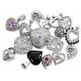 68g sterling heart pendants & charms