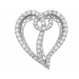 Diamond 18kt white gold heart pendant