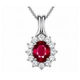 Ruby & Diamond 10kt white gold pendant