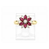 Ruby & Diamond 14kt yellow gold ring, size 5.5