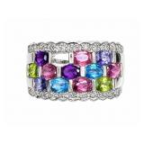 multi-stone 14kt white gold ring, size 7