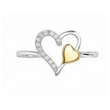 CZ (marked) 10kt white gold heart ring, size 7