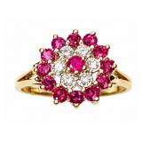 Ruby 10kt yellow gold ring, size 7