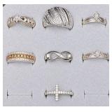 7pc Diamond sterling rings