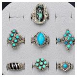 7pn sterling rings with stones, all size 7 or less