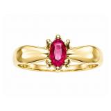 Ruby 10kt yellow gold ring, size 7