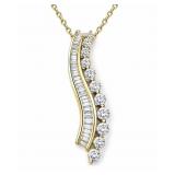 round/baguette Diamond Journey 14kt pendant