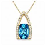 Blue Topaz 10kt yellow gold pendant