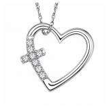 cross/heart 10kt white gold pendant