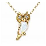 Opal owl 14kt yellow gold pendant