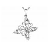 Diamond butterfly 14kt white gold pendant