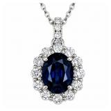 Sapphire 14kt white gold pendant
