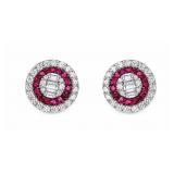 Diamond & Ruby 10kt yellow gold earrings
