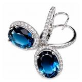 Blue 14kt white gold dangle earrings
