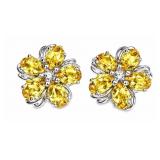 Citrine 14kt white gold flower earrings