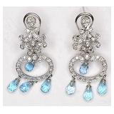 Blue Topaz 14kt white gold dangle earrings