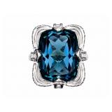 London Blue Topaz 14kt white gold ring, size 7